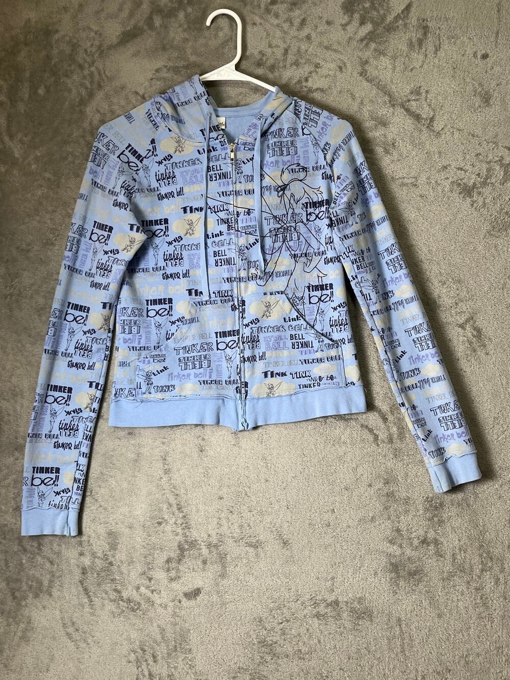 Disneyland Resort Women’s M Blue Graffiti Print Zip Up Hoodie Y2K Baddie Disney